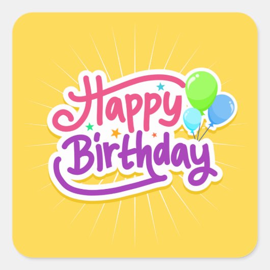 Bright Happy Birthday Sticker (Voorkant)