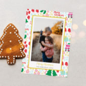 Bright Happy Christmas Pattern Foto Feestdagenkaart