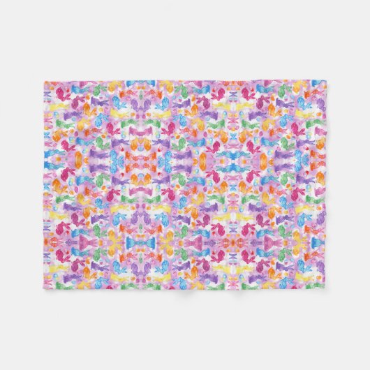 Bright Happy Paaster Bunny Waterverf Blanket Fleece Deken (Voorkant (Horizontaal))