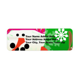 Bright Happy Snowman Retour Adreslabels Etiket