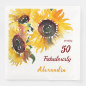Bright Happy Sunflower Waterverf Fabulous 50 Servet (Voorkant)