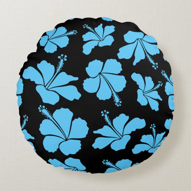 Bright hawaiian seamless pattern with tropical hib rond kussen (Voorkant)
