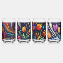 Bright Hedendaagse bloemen kunst kan glas
