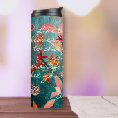 Bright Herfst Flowers Cones Kastanjes Inspirerend Thermosbeker