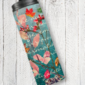 Bright Herfst Flowers Cones Kastanjes Inspirerend Thermosbeker