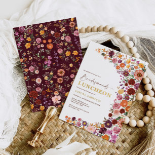 Bright Herfst Garden Flowers Bruidsmeisjes Luncheo Kaart