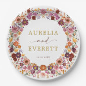 Bright Herfst Wildflower Garden Krans bruiloft Papieren Bordje (Voorkant)