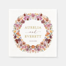 Bright Herfst Wildflower Garden Krans bruiloft Servet