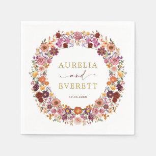 Bright Herfst Wildflower Garden Krans bruiloft Servet