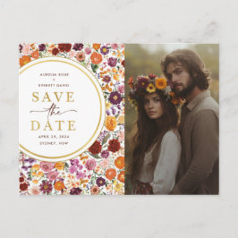 Bright Herfst Wildflower Wedding Save the Date Fot Aankondigingskaart