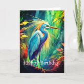 Bright Heron Verjaardag Kaart, 4 "x 5.6" Gevouwen  Kaart (Voorkant)