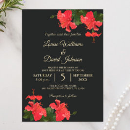Bright Hibiscus Flower Wedding Invitation Kaart