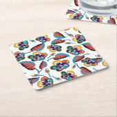 Bright Hibiscus Pattern Kartonnen Onderzetters (Schuin)
