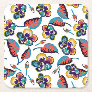 Bright Hibiscus Pattern Kartonnen Onderzetters