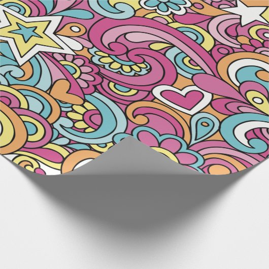 Bright Hippie Patroon Cadeaupapier (Hoek)