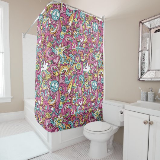 Bright Hippie Patroon Douchegordijn (In situ)