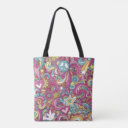 Bright Hippie Patroon Tote Bag (Achterkant)