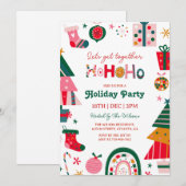 Bright Ho Ho Ho Christmas Party Kaart (Voorkant / Achterkant)