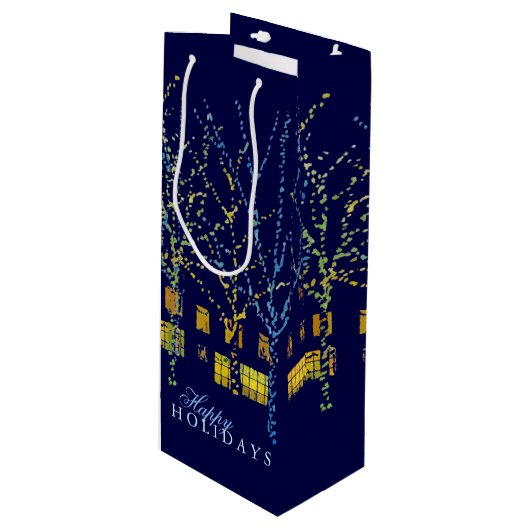 Bright Holiday Lights Wine Gift Bag Wijn Cadeautas (Voorkant Gekanteld)