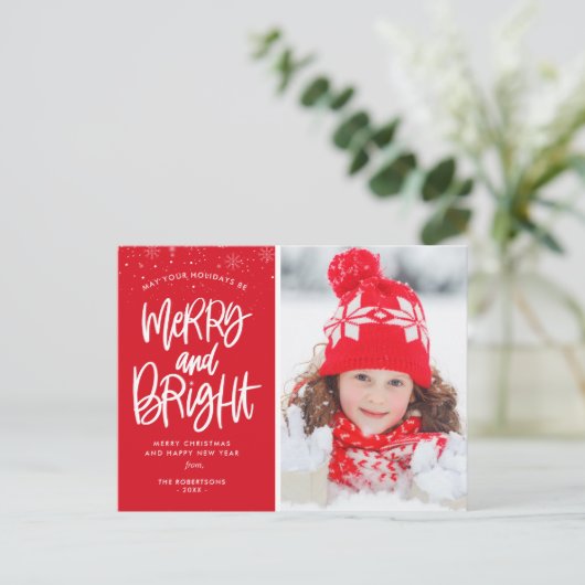 Bright Holiday script kerstvakantie Briefkaart (Staand voorkant)