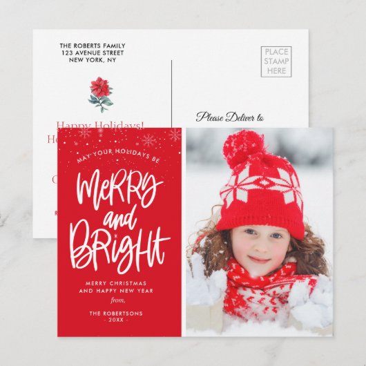 Bright Holiday script kerstvakantie Briefkaart (Voorkant / Achterkant)