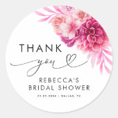 Bright Hot Pink Floral Vrijgezellenfeest dank u Ronde Sticker (Voorkant)