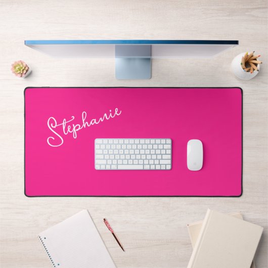 Bright Hot Pink gepersonaliseerde scriptnaam Stijl Bureaumat (Kantoor 1)