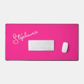 Bright Hot Pink gepersonaliseerde scriptnaam Stijl Bureaumat (Keyboard & Muis)