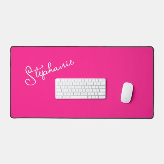 Bright Hot Pink gepersonaliseerde scriptnaam Stijl Bureaumat (Keyboard & Muis)
