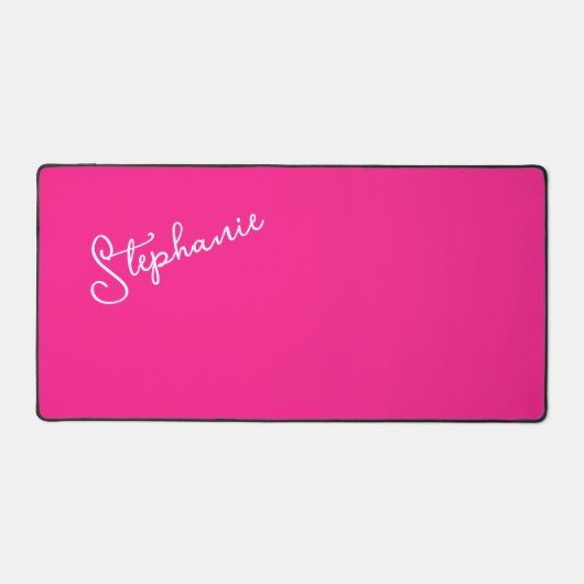 Bright Hot Pink gepersonaliseerde scriptnaam Stijl Bureaumat (Voorkant)