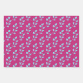 Bright Hot Pink & Pastel Blue Waterverf Botanisch Inpakpapier Vel (Voorkant)
