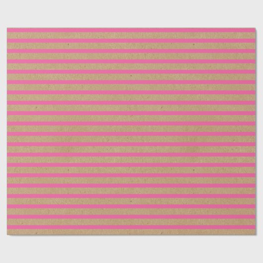 Bright Hot Summer Pink Stripes Faux Brown Kraft Cadeaupapier (Vlak)