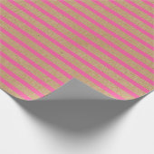Bright Hot Summer Pink Stripes Faux Brown Kraft Cadeaupapier (Hoek)