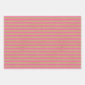 Bright Hot Summer Pink Stripes Faux Brown Kraft Inpakpapier Vel (Voorkant)