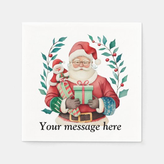 Bright Hues: personaliseer uw Yuletide Cheer Servet (Voorkant)