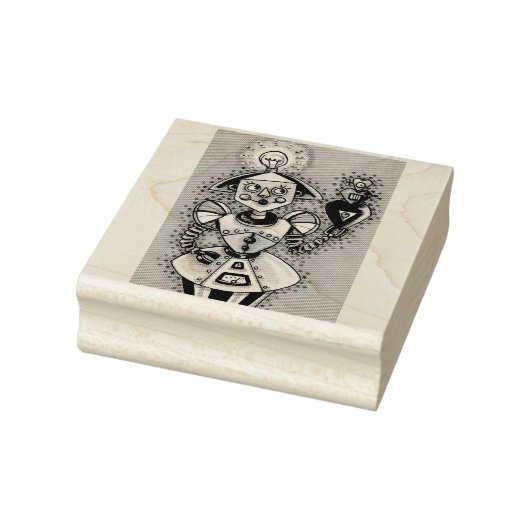 BRIGHT IDEA HEARTS, GIRL ROBOT RUBBER STAMP Med Rubberstempel (Stempel)