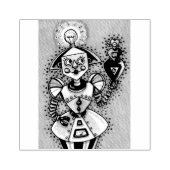 BRIGHT IDEA HEARTS, GIRL ROBOT RUBBER STAMP Med Rubberstempel (Afrduk)