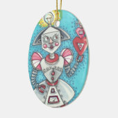 BRIGHT IDEA MEISJE ROBOT ORNAMENT Ovaal (Links)