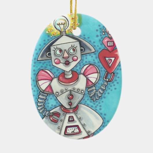BRIGHT IDEA MEISJE ROBOT ORNAMENT Ovaal (Achterkant)