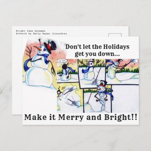 Bright Idea Snowman Briefkaart (Voorkant / Achterkant)