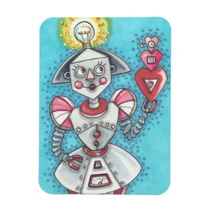 Bright Ideale GIRL ROBOT HOOFDMAGNET *Pas aan Magneet