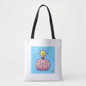 Bright Ideas Canvas tas: Cartoon Brain en Lightbul Tote Bag (Voorkant)