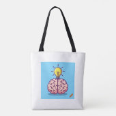 Bright Ideas Canvas tas: Cartoon Brain en Lightbul Tote Bag (Achterkant)
