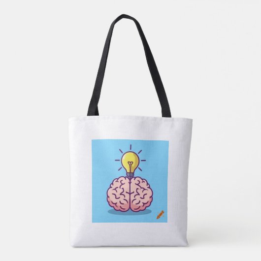 Bright Ideas Canvas tas: Cartoon Brain en Lightbul Tote Bag (Achterkant)