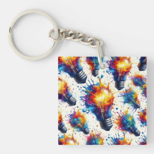 Bright Ideas - Colorful Light Bulb Pattern with Ab Sleutelhanger