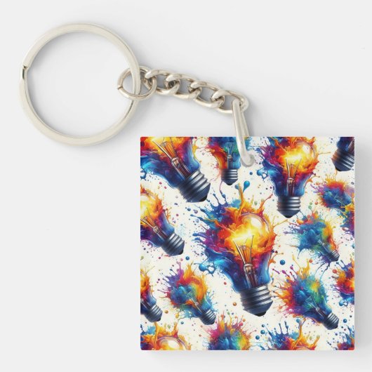 Bright Ideas - Colorful Light Bulb Pattern with Ab Sleutelhanger (voorkant)