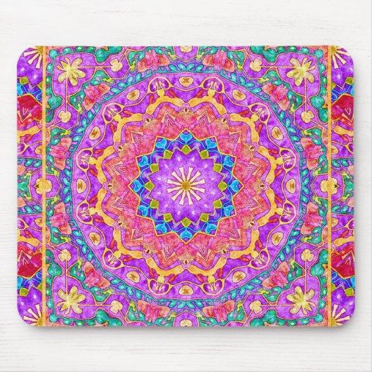 Bright India Waterverf Mandala Mousepad Muismat (Voorkant)