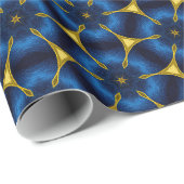 Bright Indigo Blue en Gold Cadeaupapier (Rol Hoek)
