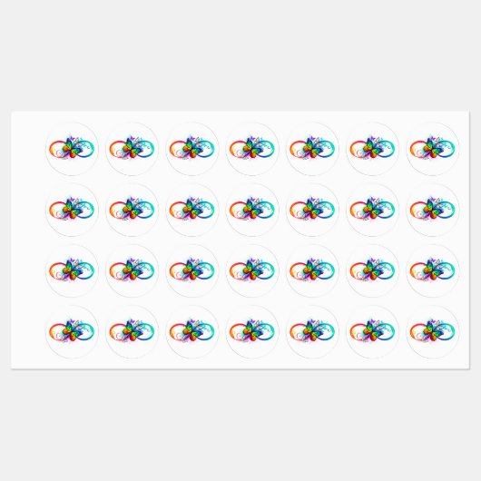 Bright infinity with rainbow butterfly labels (Vel)