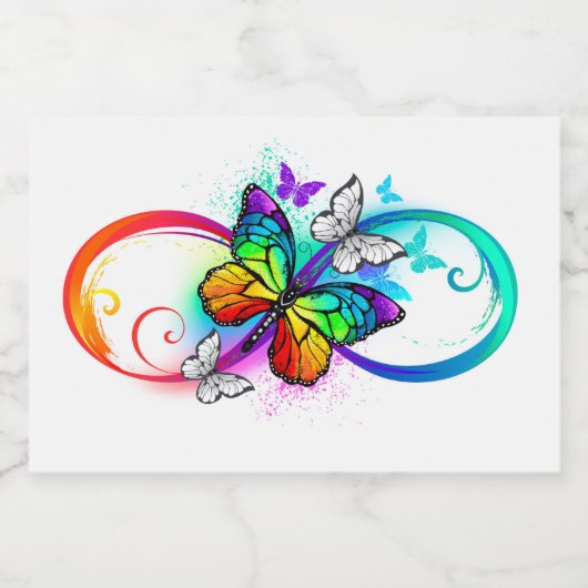 Bright infinity with rainbow butterfly voedselcontainer etiket (Enkel label)